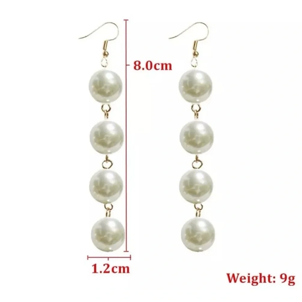 Classic Pearl Drop Dangle Earrings - Gold Tone